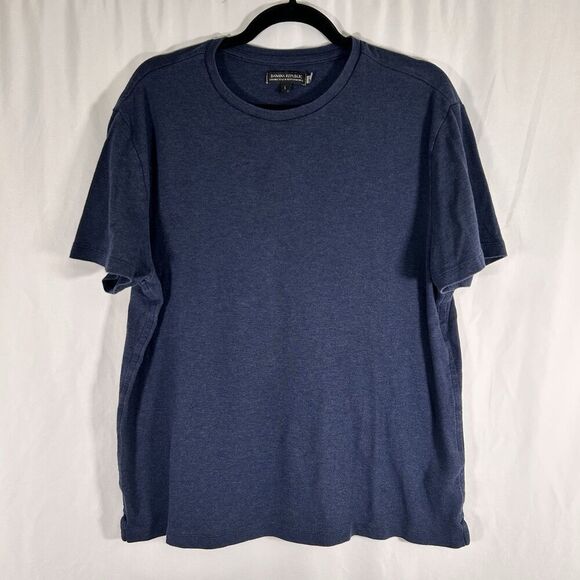 Banana Republic Luxury Touch Performance Shirt Men's Large Blue Short Sleeve Cot - Picture 1 of 6